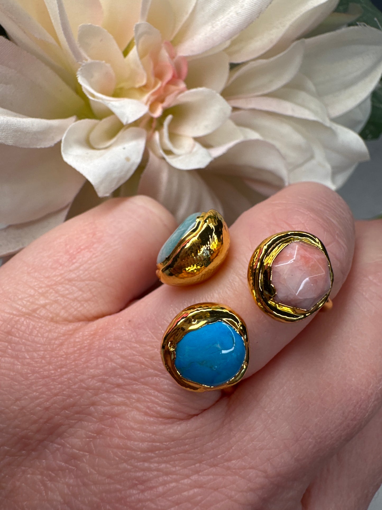 Trilogy Ring - Aqua & Pink