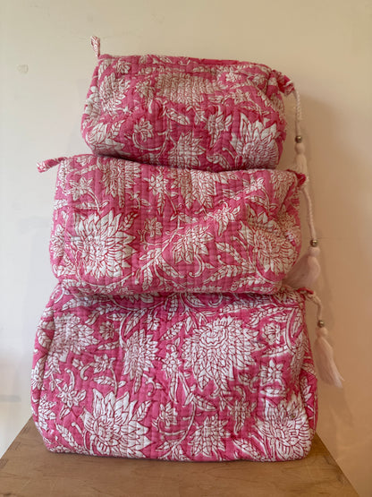 Wash Bag SETS OF 3 - Pink & White