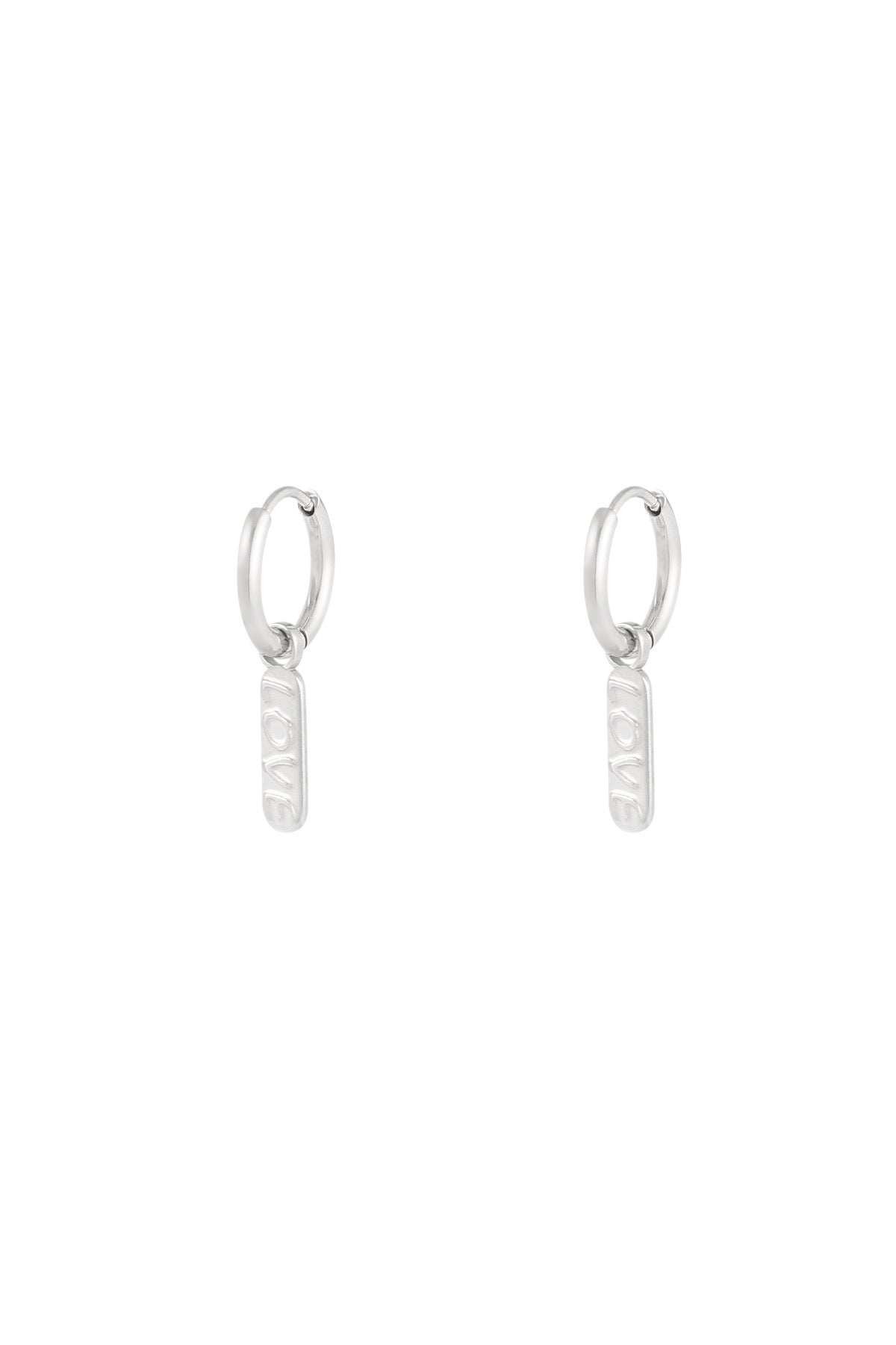 LOVE Tag Earrings - Silver