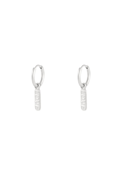 LOVE Tag Earrings - Silver