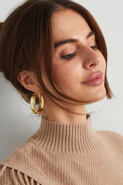 Bashed Chunky Hoops - Gold