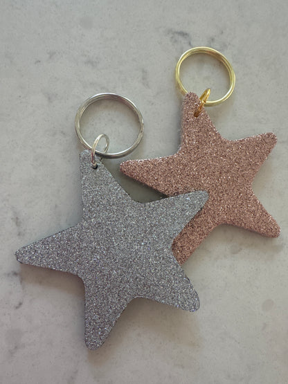 Glittery Star Keyring - Multiple Colours