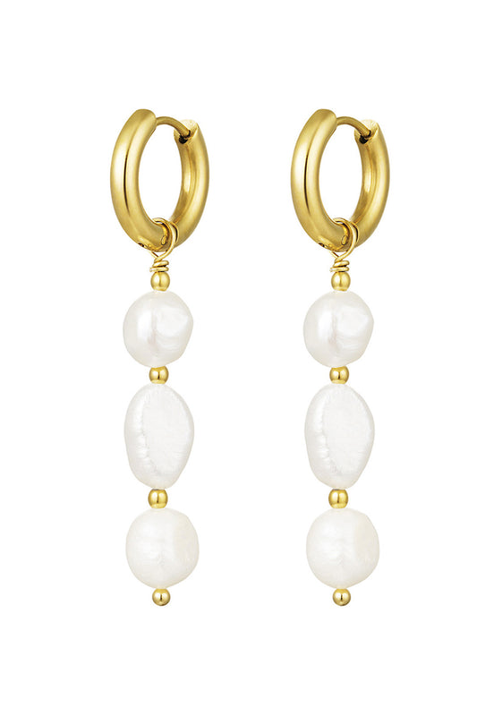 Pearl Party Earrings - Gold
