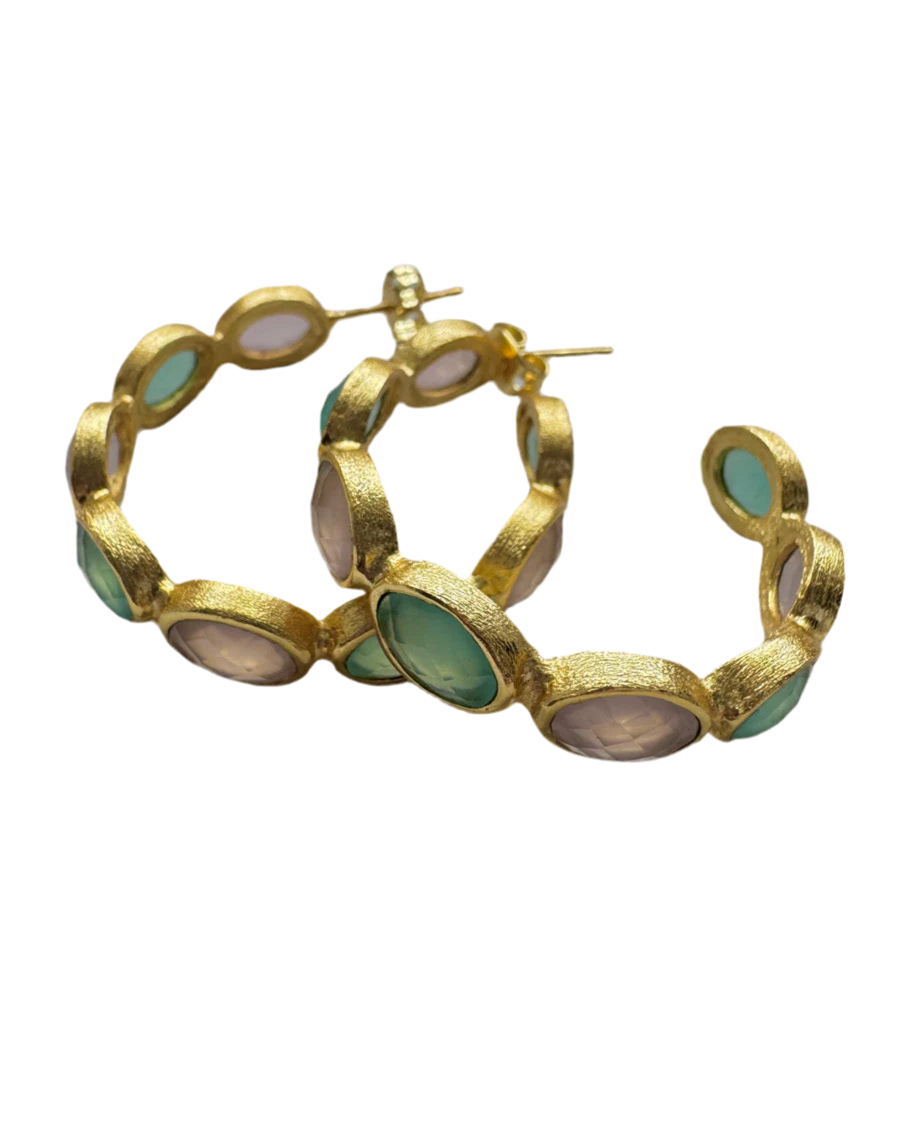 Esme Rose Quartz & Amazonite Hoop Earrings