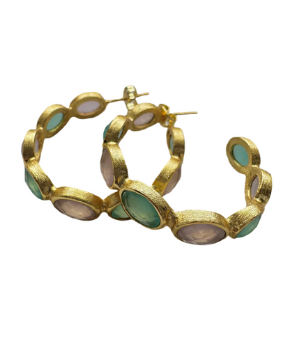 Esme Rose Quartz & Amazonite Hoop Earrings
