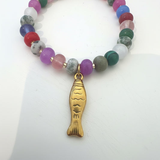 Fish Bracelet - Bright Beads ( matches Bright Beads necklace )