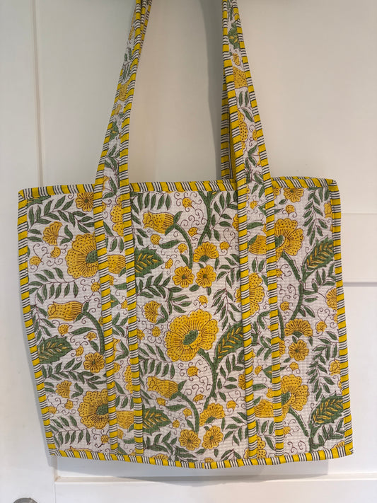 Cotton Tote Bag - Yellow Flowers