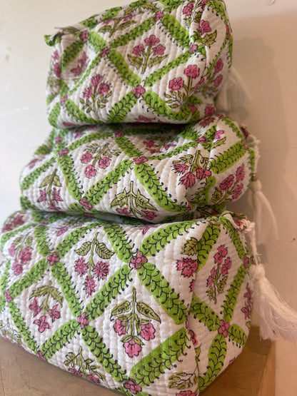 Wash Bag SETS OF 3 - Pinks & Green
