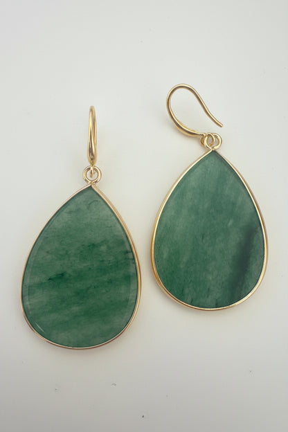 Hannah's Big Green Oval  Droplet Earrings