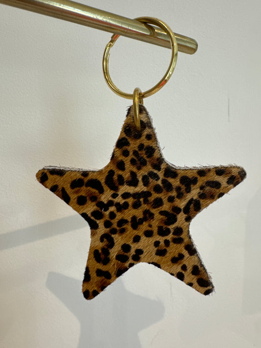 Leopard Print Star Keyring