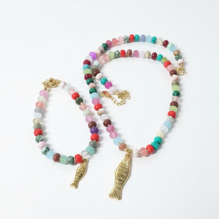 Fish Bracelet - Bright Beads ( matches Bright Beads necklace )