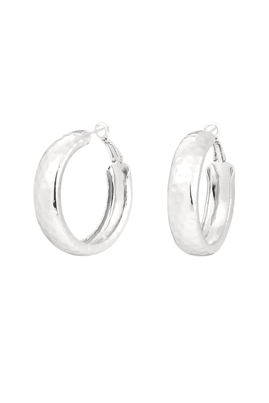 Bashed Chunky Hoops - Silver