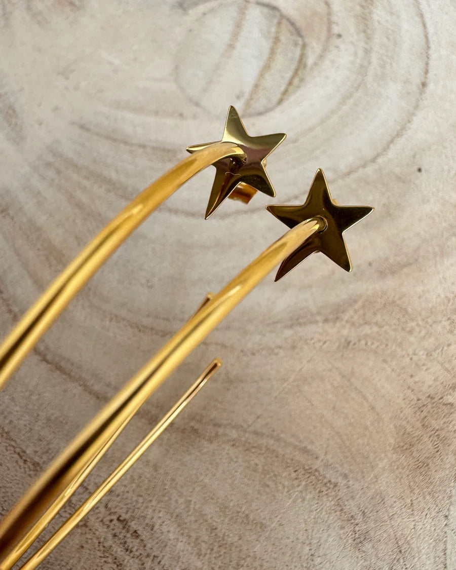 Large Gold Star Hoops