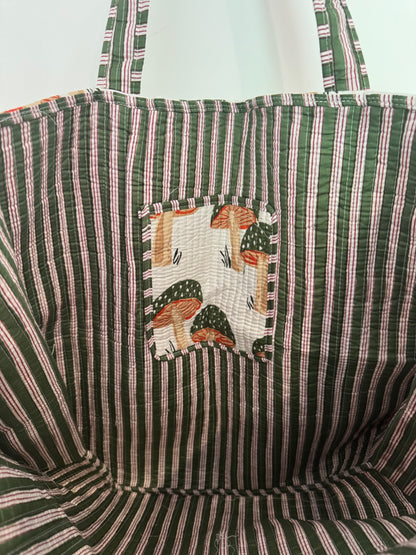 Cotton Tote Bag - Mushroom Green