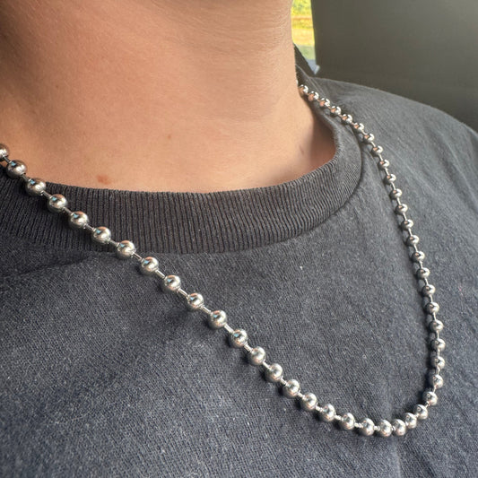 Simple Ball Chain Necklace - Silver