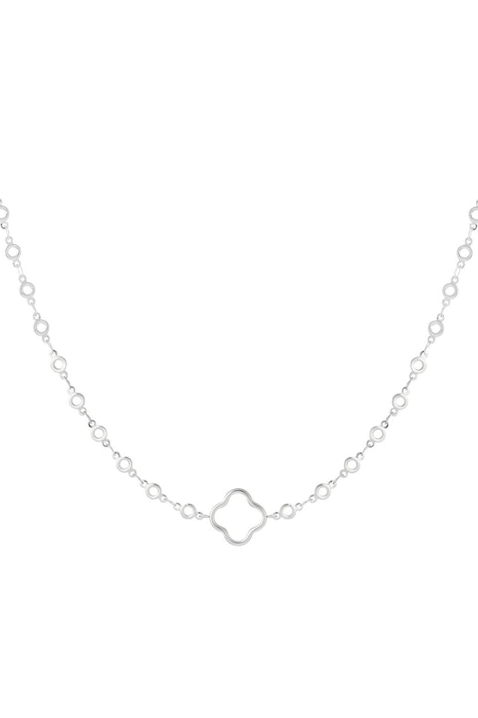Circle Chain with Clover Necklace - Silver