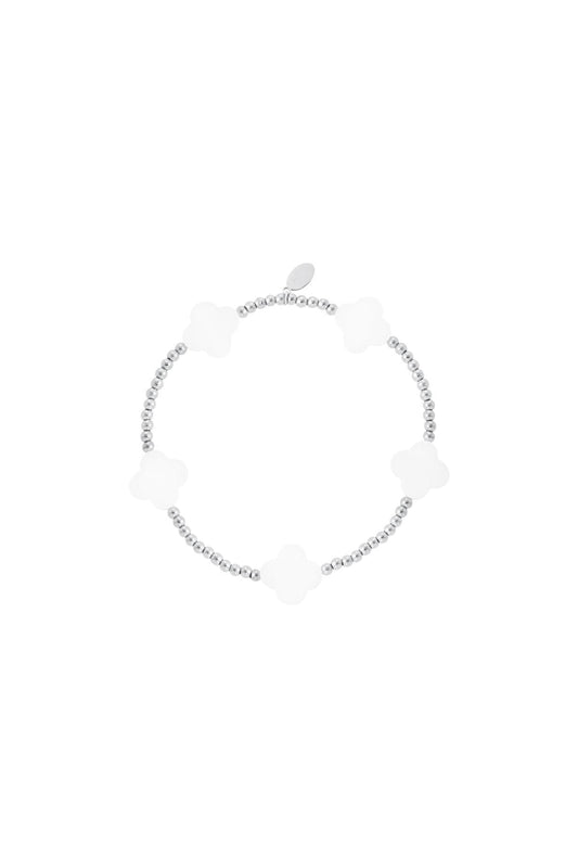 Beaded Clover Bracelet - Silver