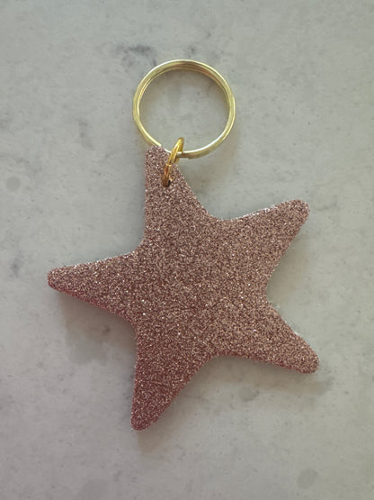 Glittery Star Keyring - Multiple Colours