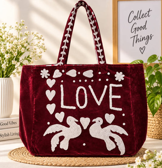 LOVE Tote Bag - Deep Red