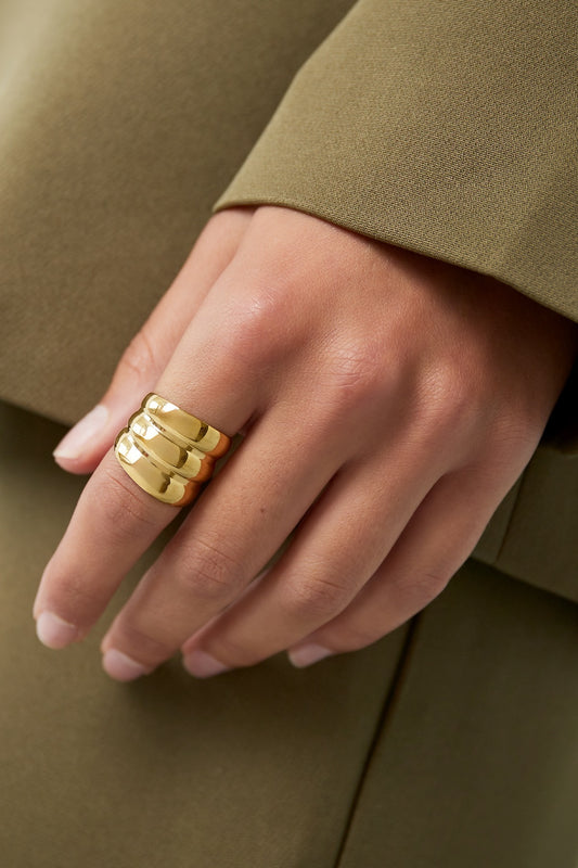 Triple Chunk Ring - Gold