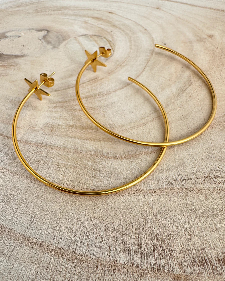 Large Gold Star Hoops