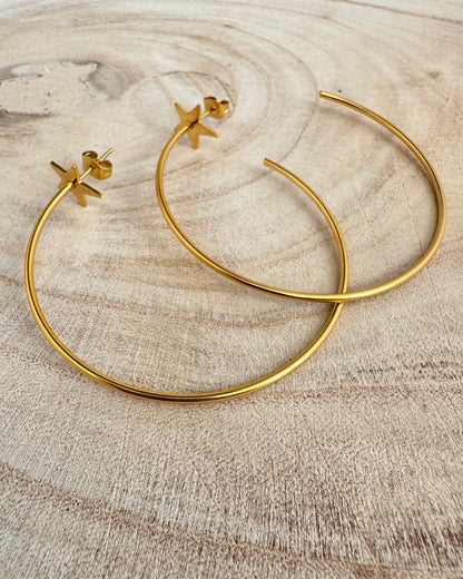 Large Gold Star Hoops