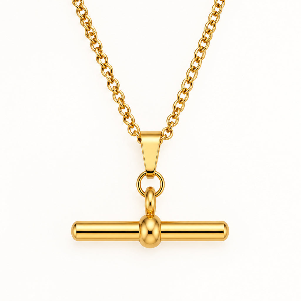 T Bar Necklace - Gold