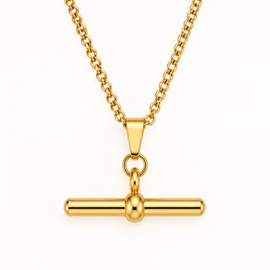 T Bar Necklace - Gold