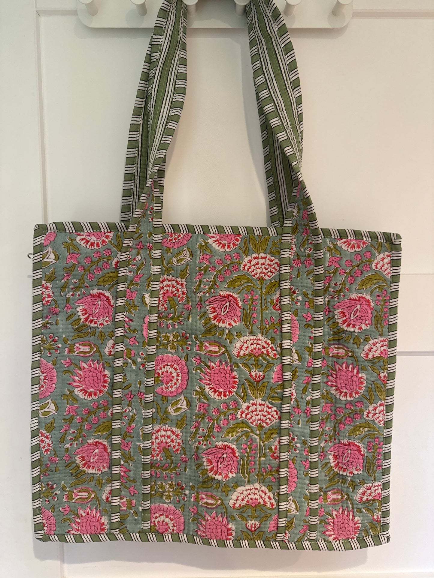 Cotton Tote Bag - Pale Green Meadow