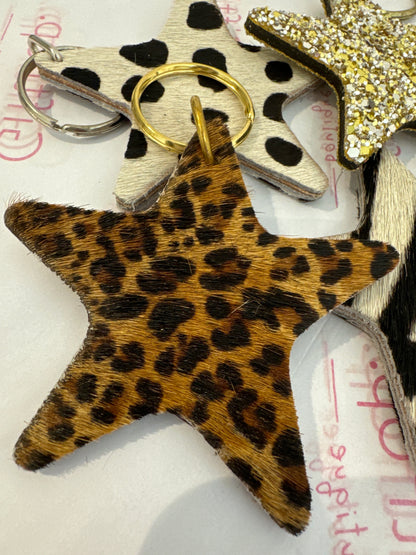 Leopard Print Star Keyring