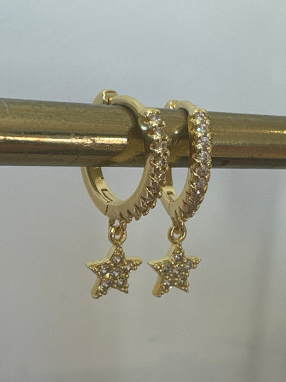 Christmas Sparkle Star Earrings - Gold