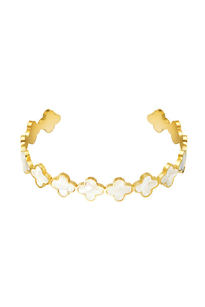 Gold & White Clover Bangle