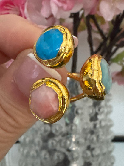 Trilogy Ring - Aqua & Pink