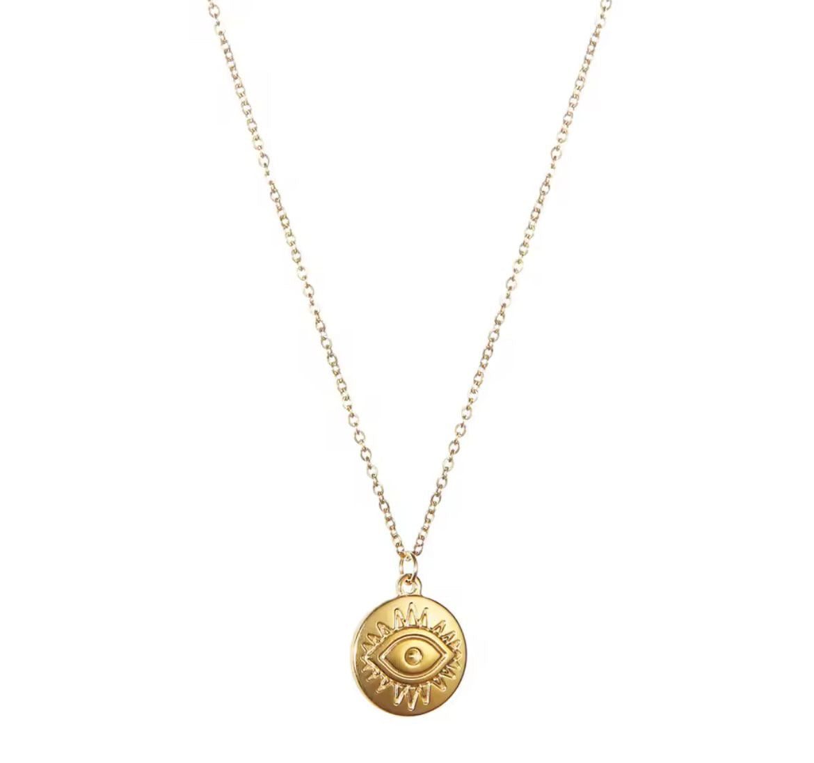 Eye Disc Extra Long Chain Necklace - Gold