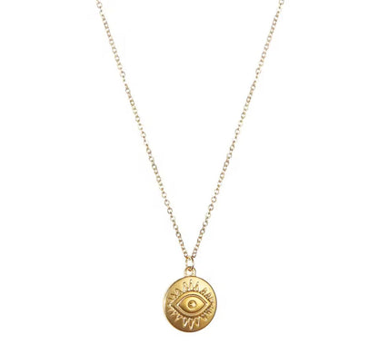 Eye Disc Extra Long Chain Necklace - Gold
