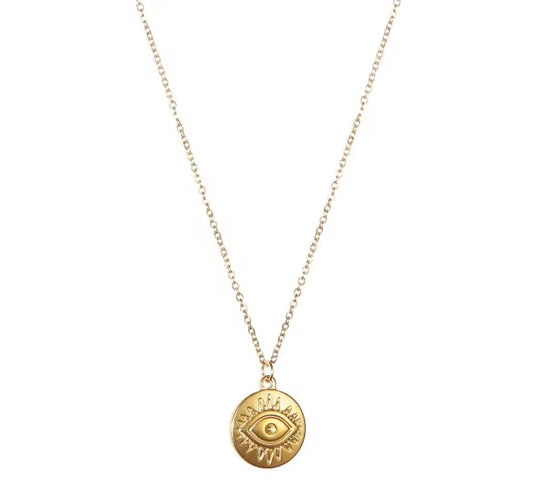 Eye Disc Extra Long Chain Necklace - Gold