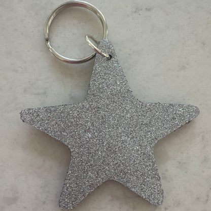 Glittery Star Keyring - Multiple Colours