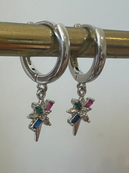 Rainbow Star Earrings - Silver