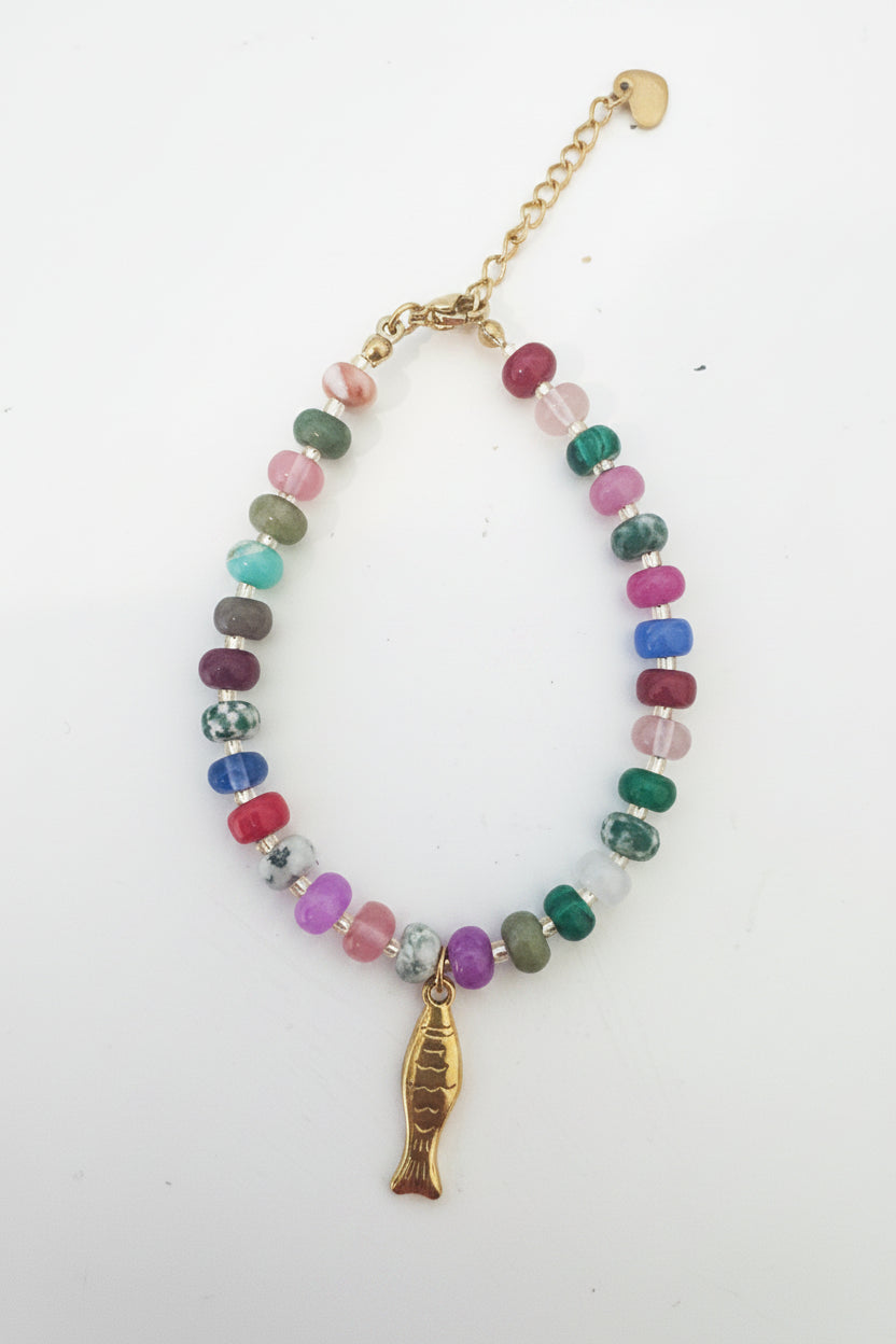 Fish Bracelet - Bright Beads ( matches Bright Beads necklace )