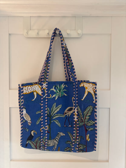 Cotton Tote Bag - Wildlife Blue