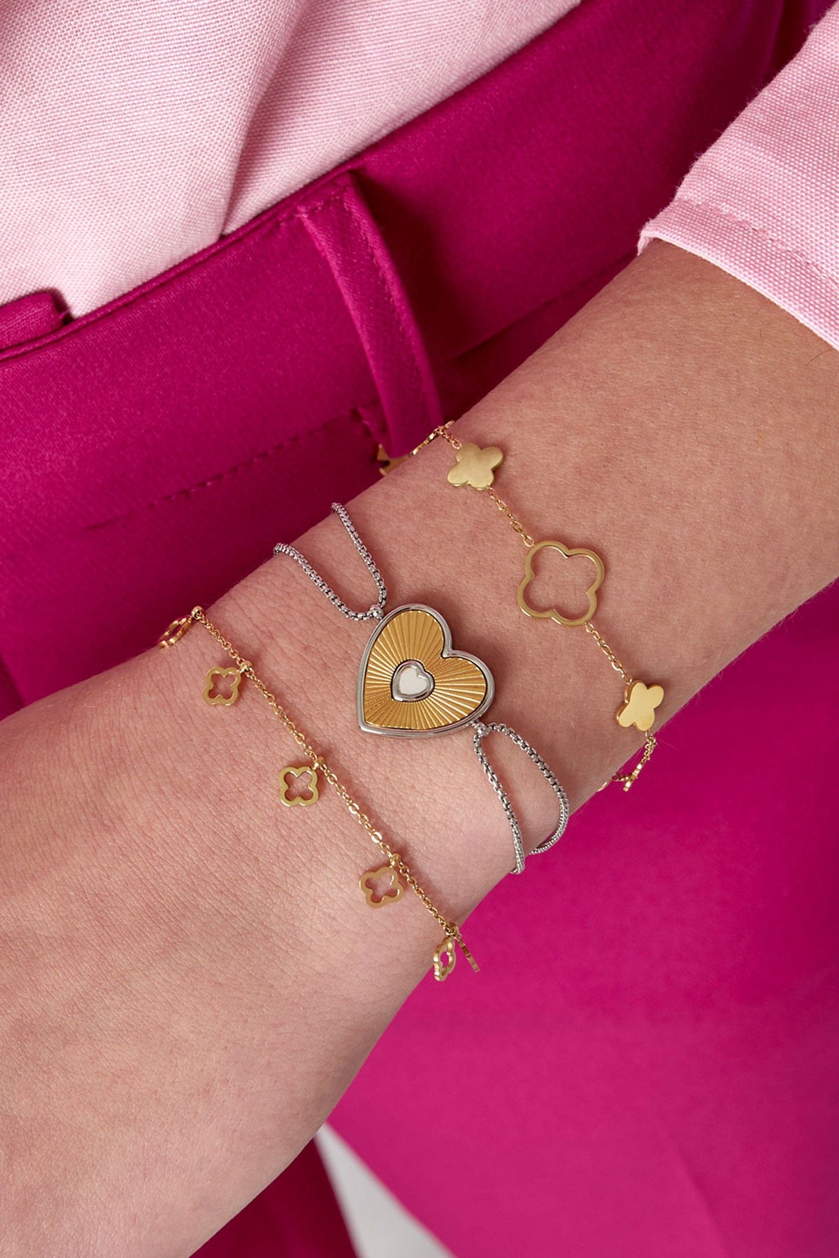 Clovers Big & Small Bracelet - Silver