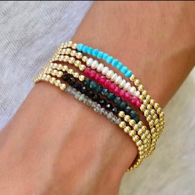 Summer Beads With Pearls Bracelet - Gold