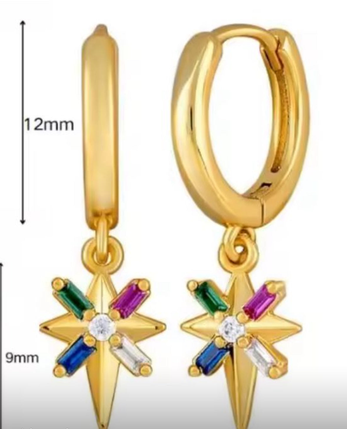 Rainbow Star Earrings - Gold