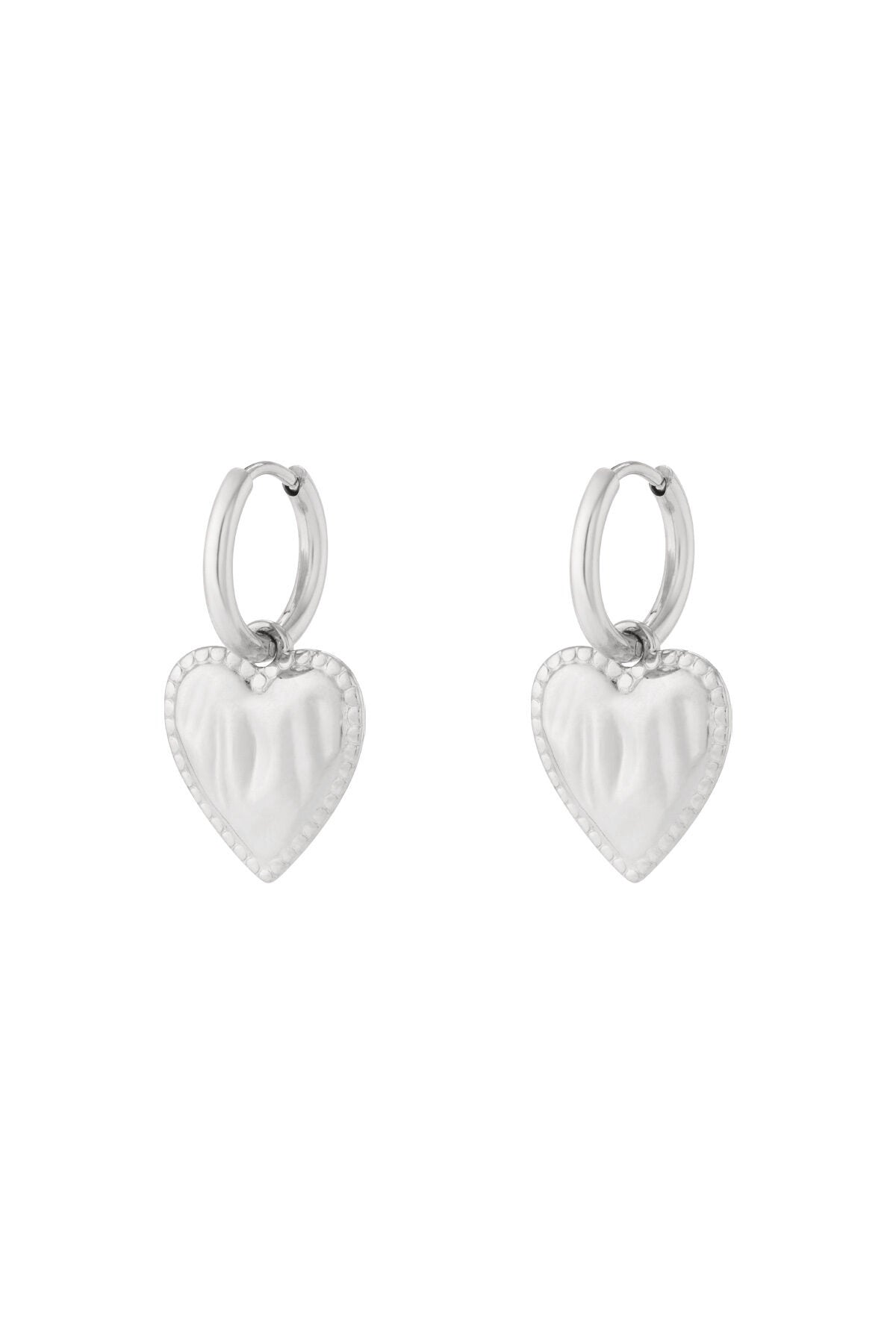 Basic Heart Hoop Earrings - Silver