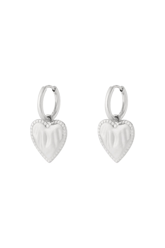 Basic Heart Hoop Earrings - Silver