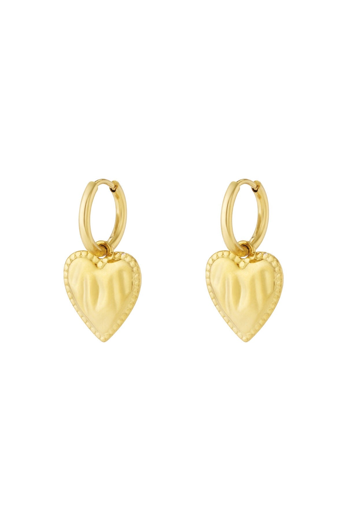 Basic Heart Hoop Earrings - Gold