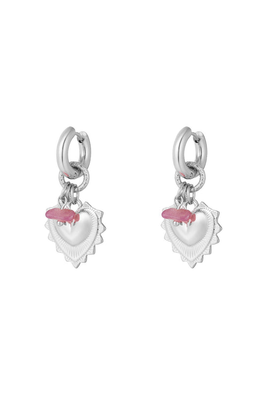 Bold Heart Hoop Earrings - Silver