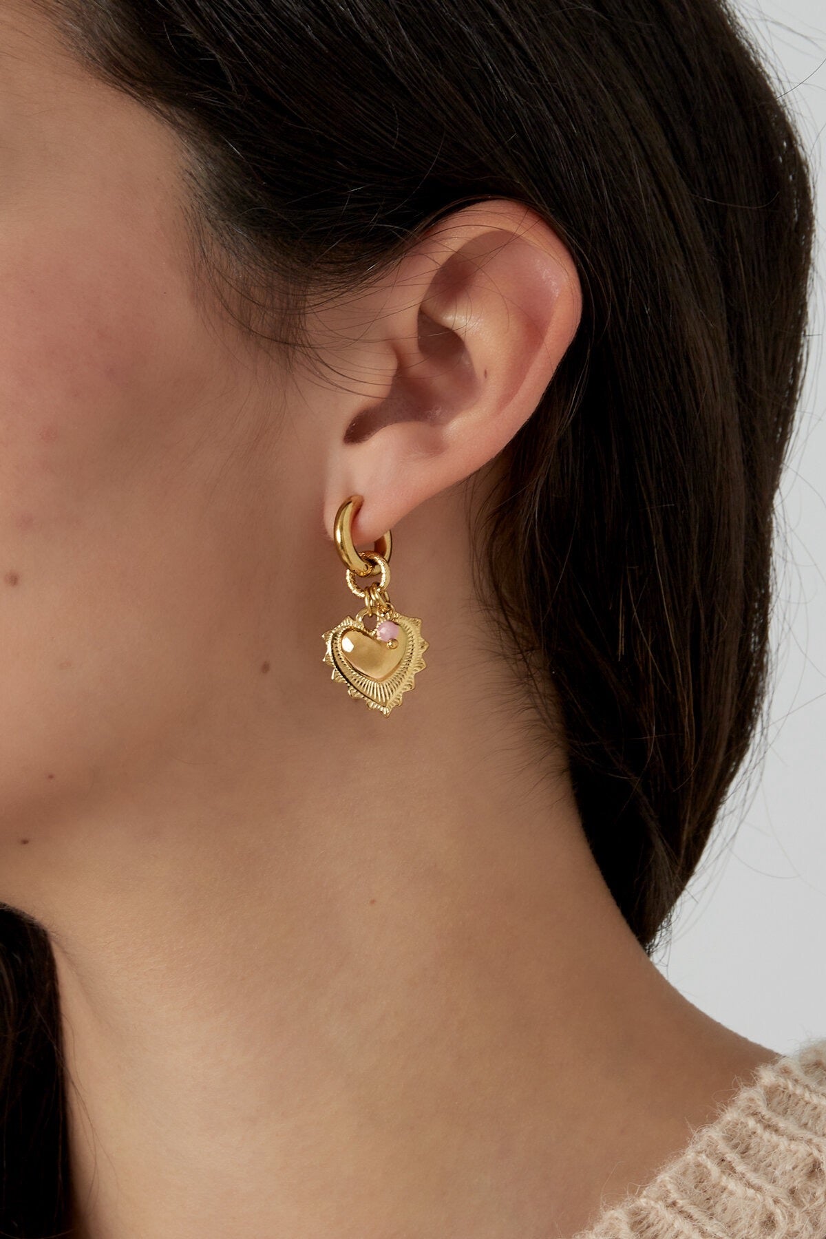Bold Heart Hoop Earrings - Gold