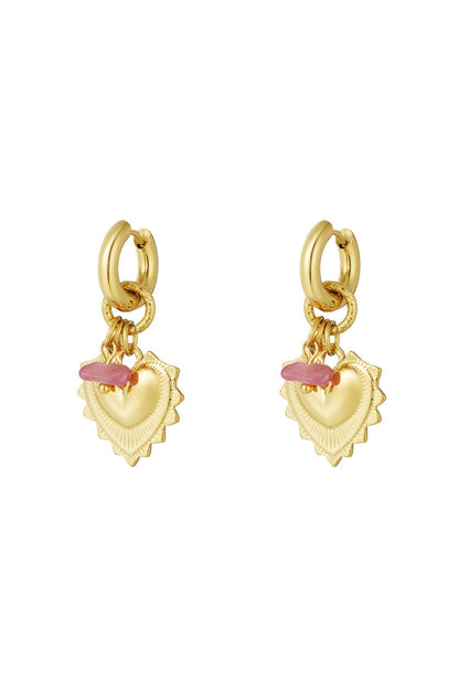 Bold Heart Hoop Earrings - Gold