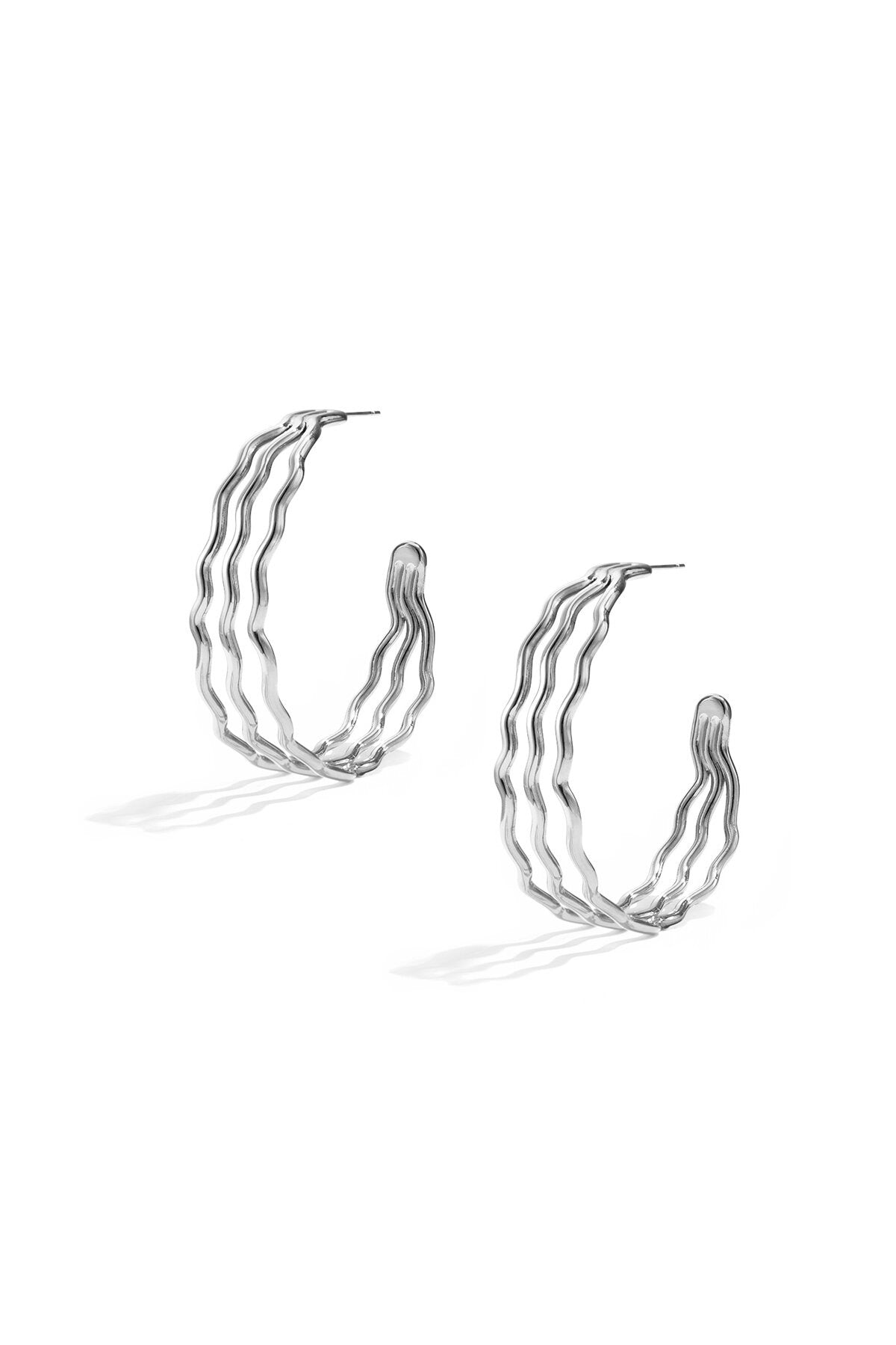 Zigzag Hoop Earrings - Silver
